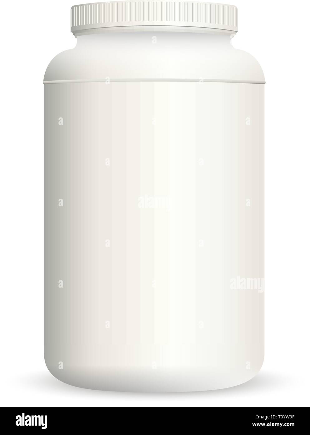 Protein jar. White plastic supplement bottle vector blank. Whey