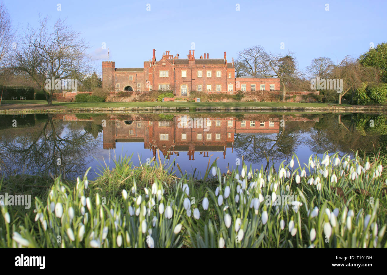 Hodsock Priory near Blyth, Nottinghamshire during their annual Snowdrop Week opening - February, UK, GB Stock Photo