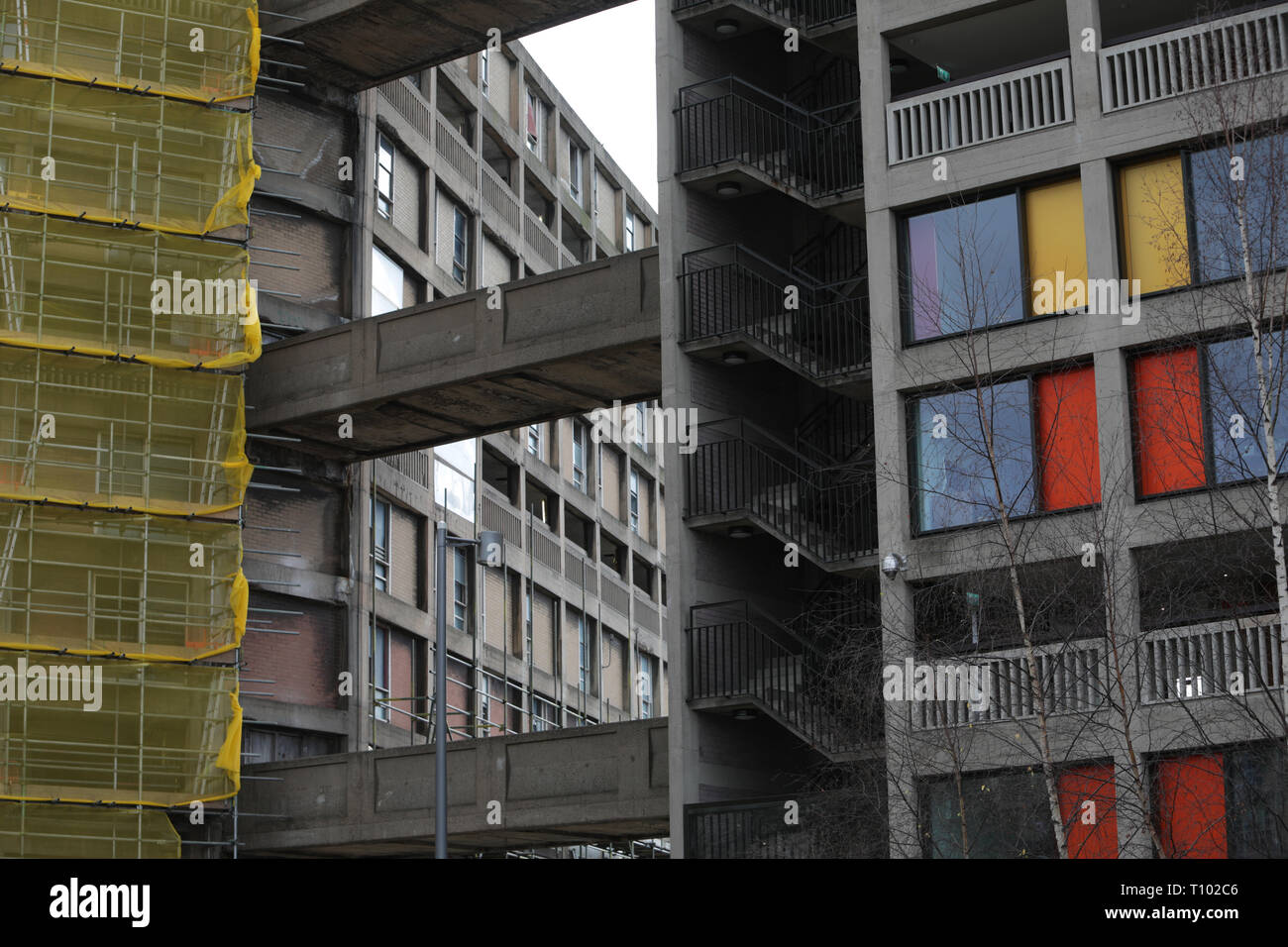 The renovated Park Hill Flats stand next to the old unrenovated flats