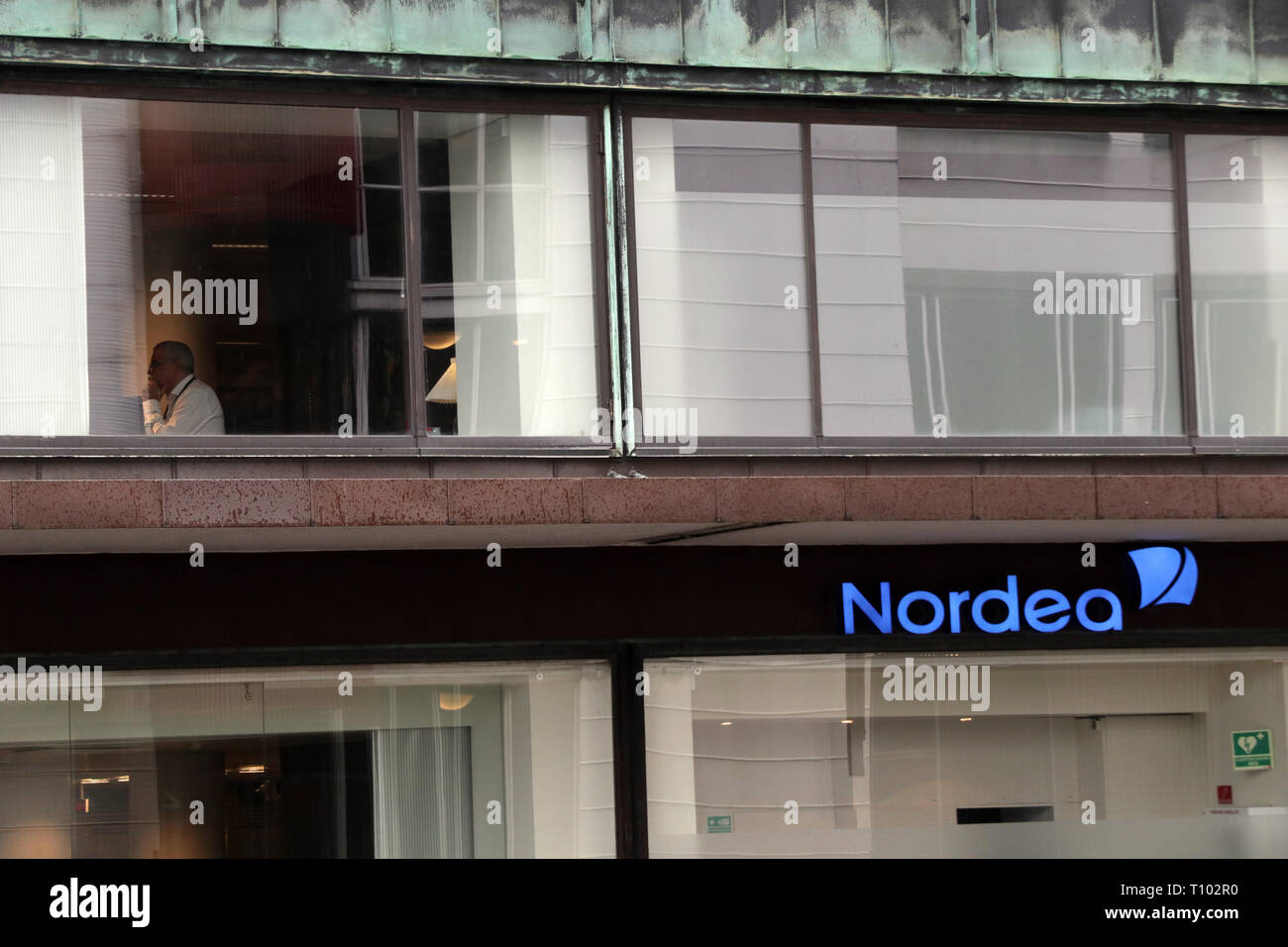 Nordea Bank. Vesterbro branch in Copenhagen from where potential money laundering has taken place. Nordea scrutiny deepens on fresh money laundering a Stock Photo