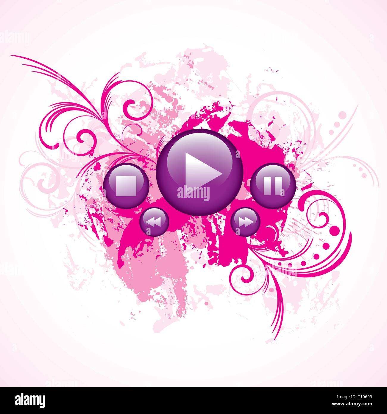 Media buttons on grunge background Stock Vector