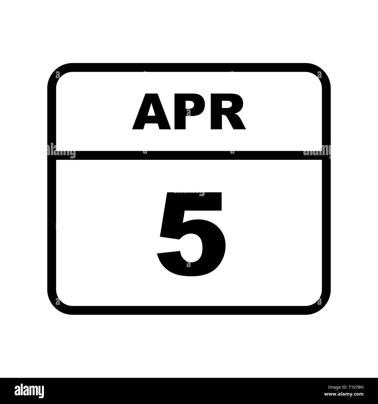 April 5th Date on a Single Day Calendar Stock Photo