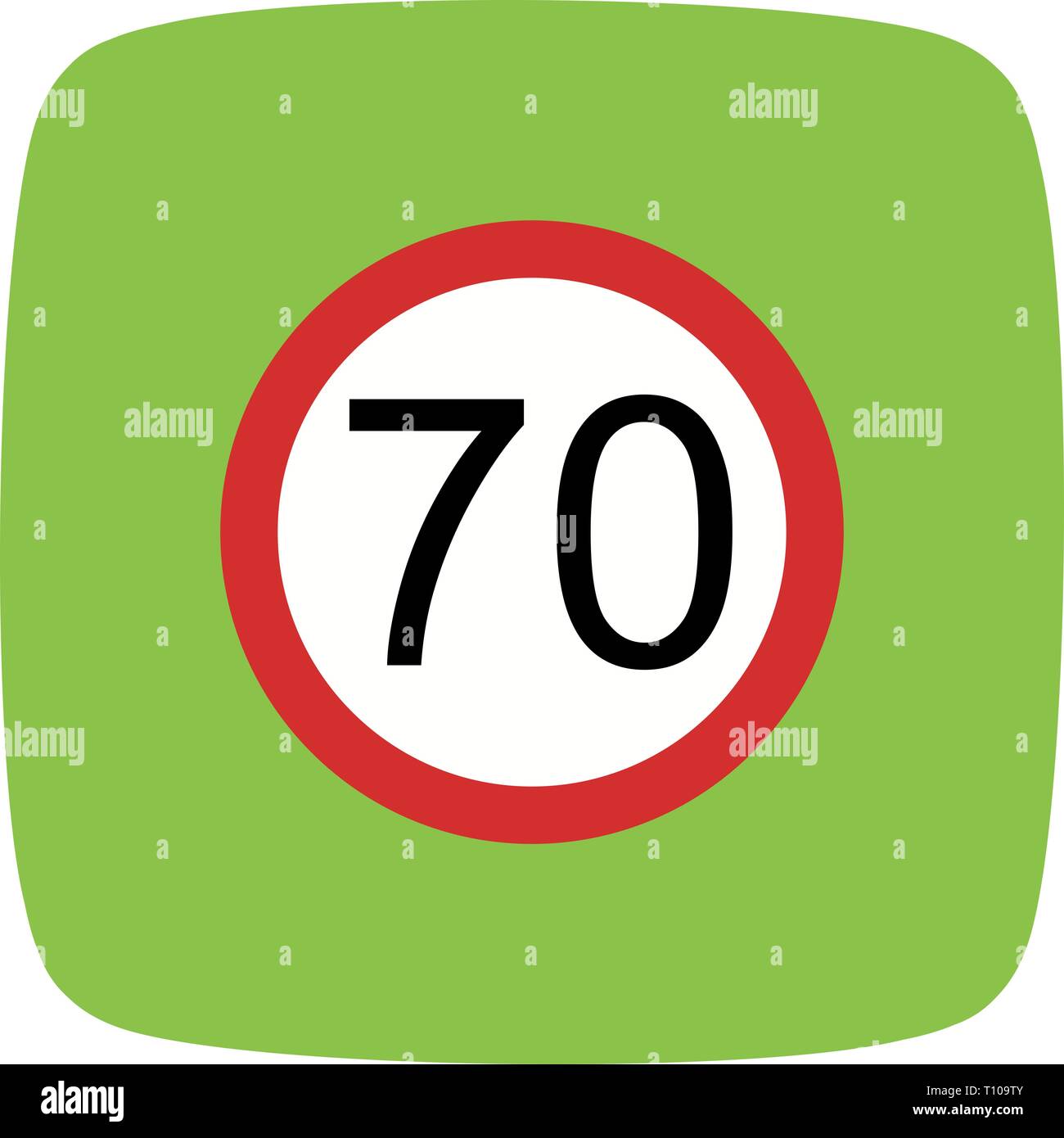 Illustration Speed limit 70 Icon Stock Photo - Alamy