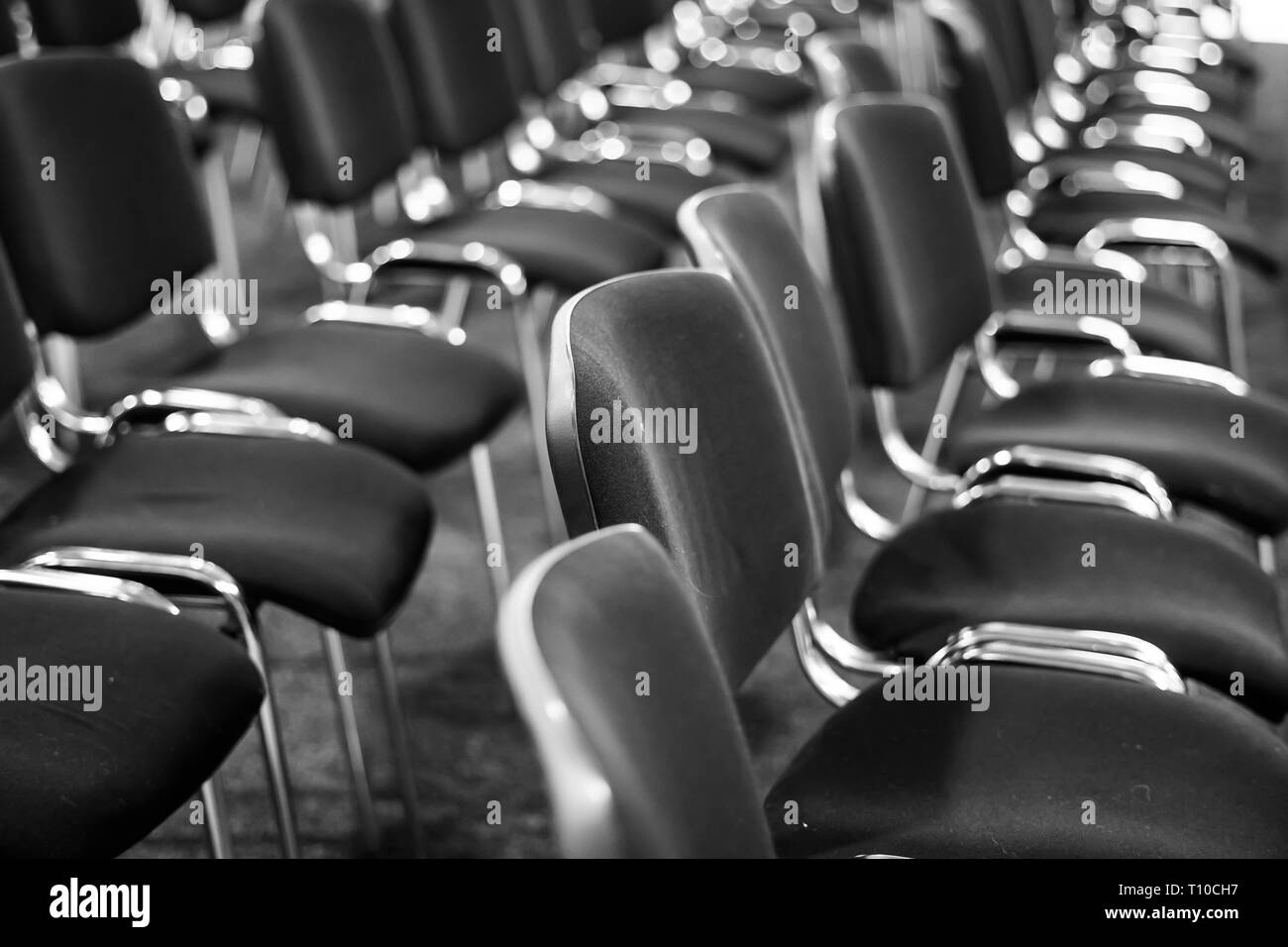 Row of chairs in boardroom. Stock Photo