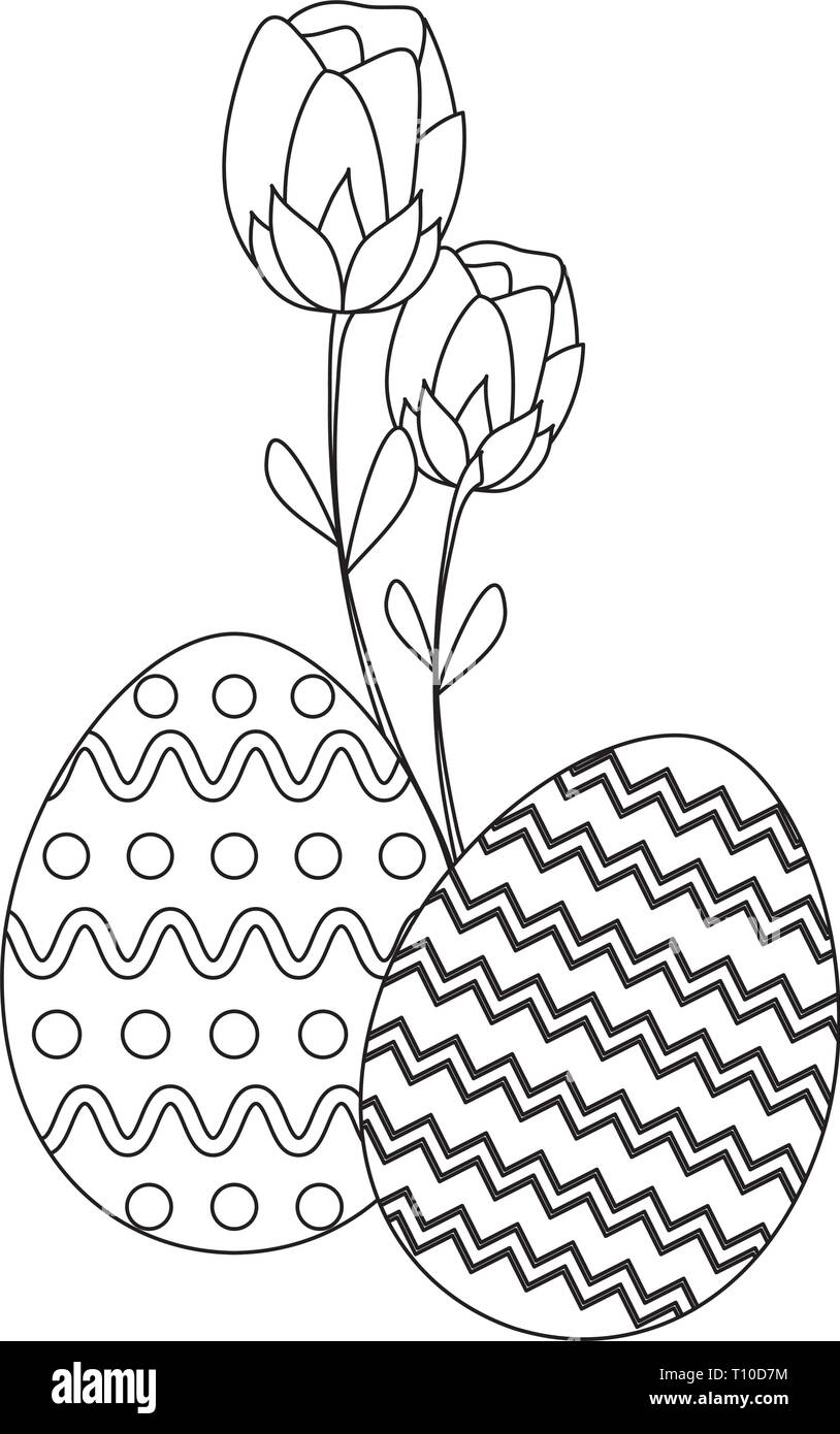 decorated eggs of easter with flowers vector illustration design Stock ...