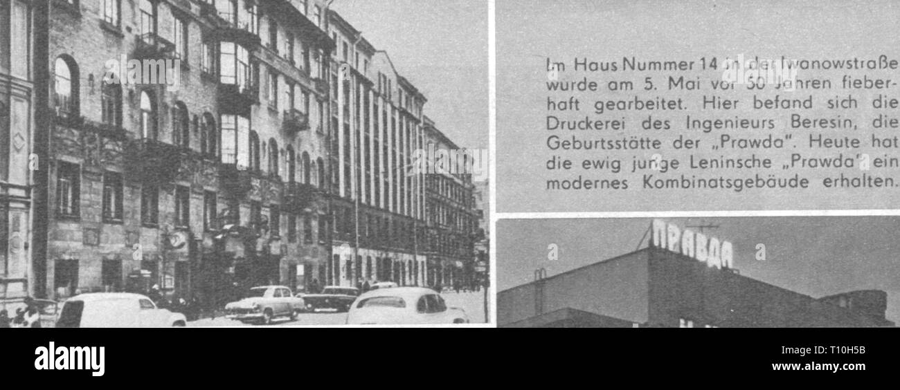 press / media, magazines, 'Pravda', former print shop, exterior view, Saint Petersburg, 1962, Additional-Rights-Clearance-Info-Not-Available Stock Photo