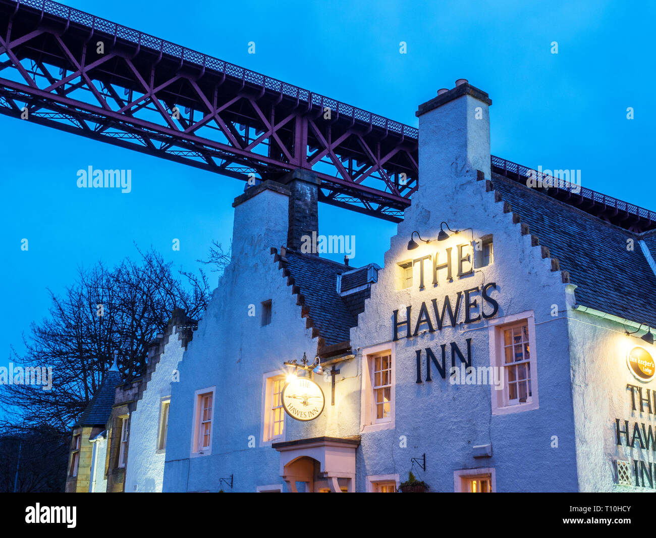 The Hawes Inn beneath the Forth Bridge at South Queensferry City of Edinburgh Scotland Stock Photo