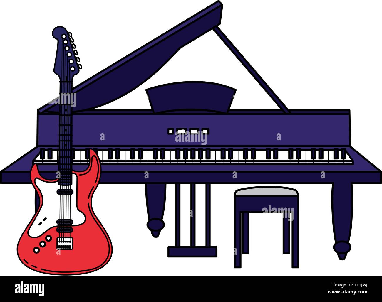 guitar electric and grand piano instruments musical vector illustration  design Stock Vector Image & Art - Alamy