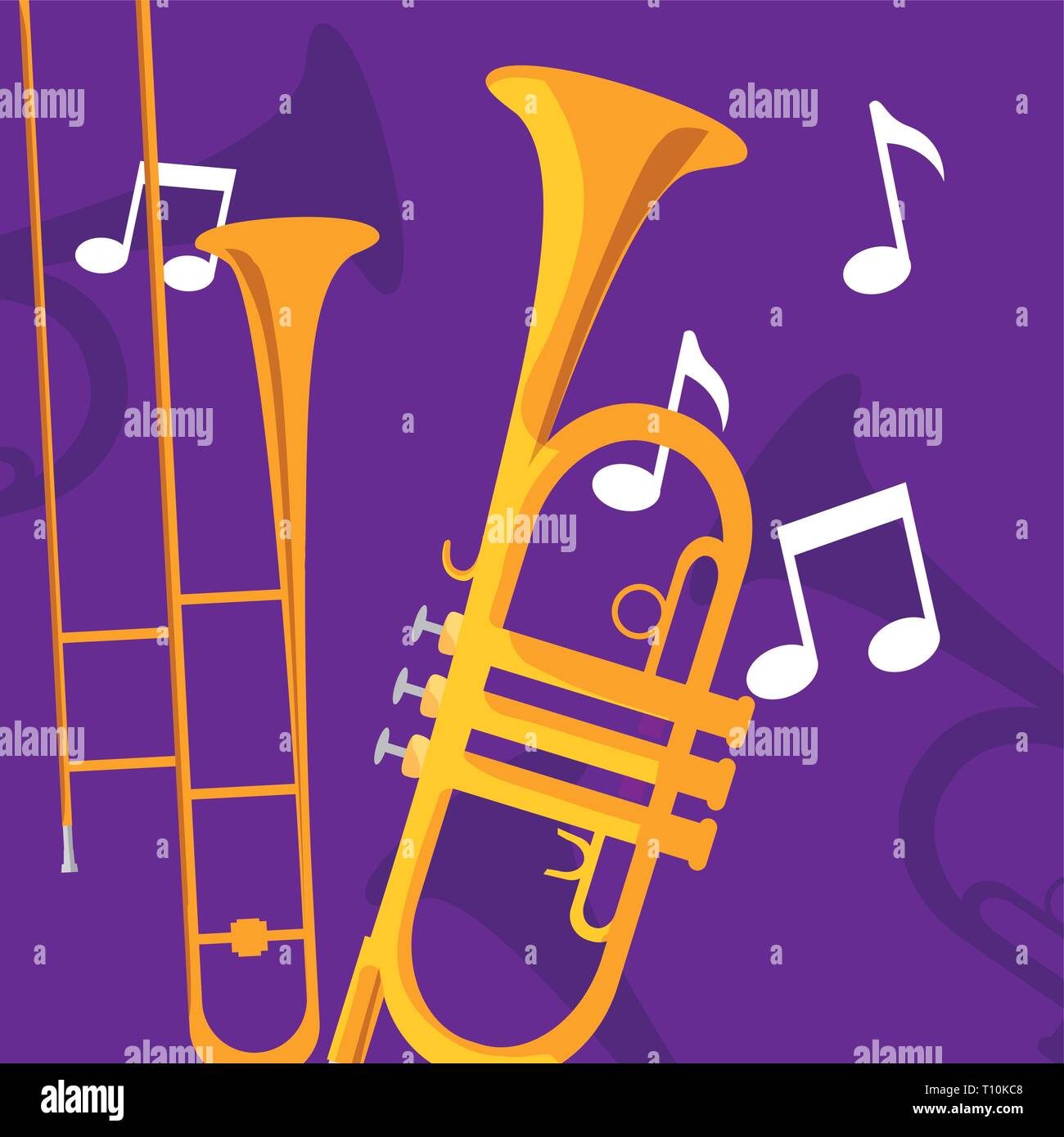 trumpets instruments musical icons vector illustration design Stock
