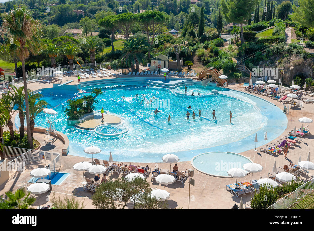Pool in the holiday village Pierre et Vacances at the Cap Esterel,  Saint-Raphael, Var, Provence-Alpes-Cote d`Azur, France, Europe Stock Photo  - Alamy