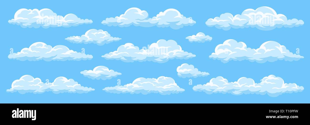 Set of cartoon clouds Stock Vector