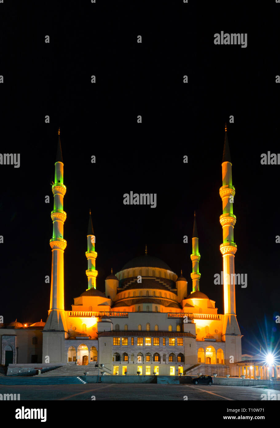 Kocatepe Mosque in the night, Ankara, Turkey Stock Photo