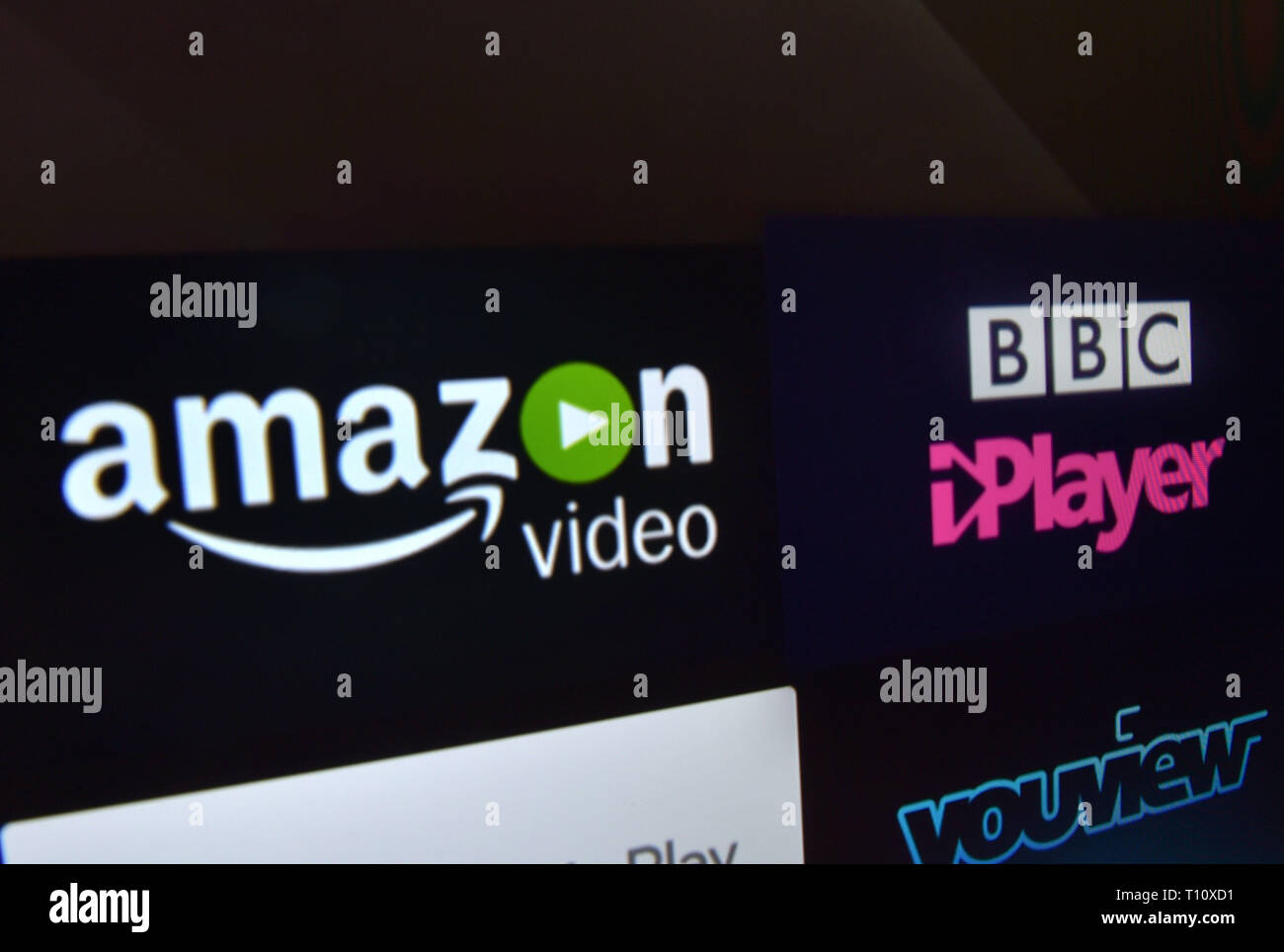 Stock photo of the amazon video and BBC iPlayer programme viewing apps