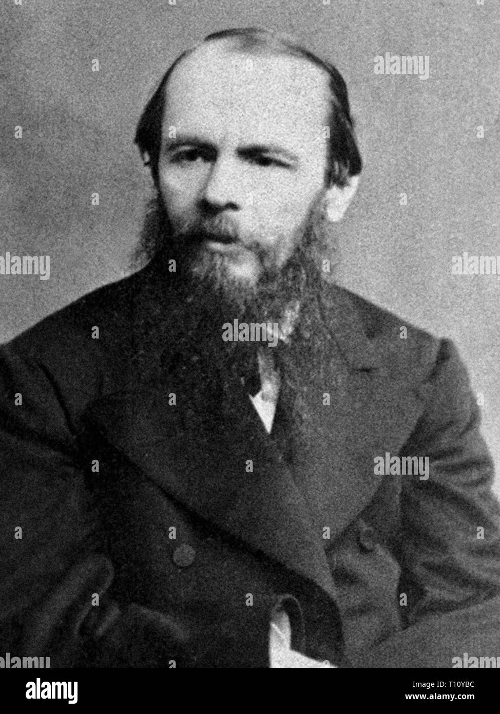 Fyodor Mikhailovich Dostoevsky, sometimes transliterated Dostoyevsky, was a Russian novelist, short story writer, essayist, journalist and philosopher. Scanned from image material in the archives of Press Portrait Service - (formerly Press Portrait Bureau). Stock Photo