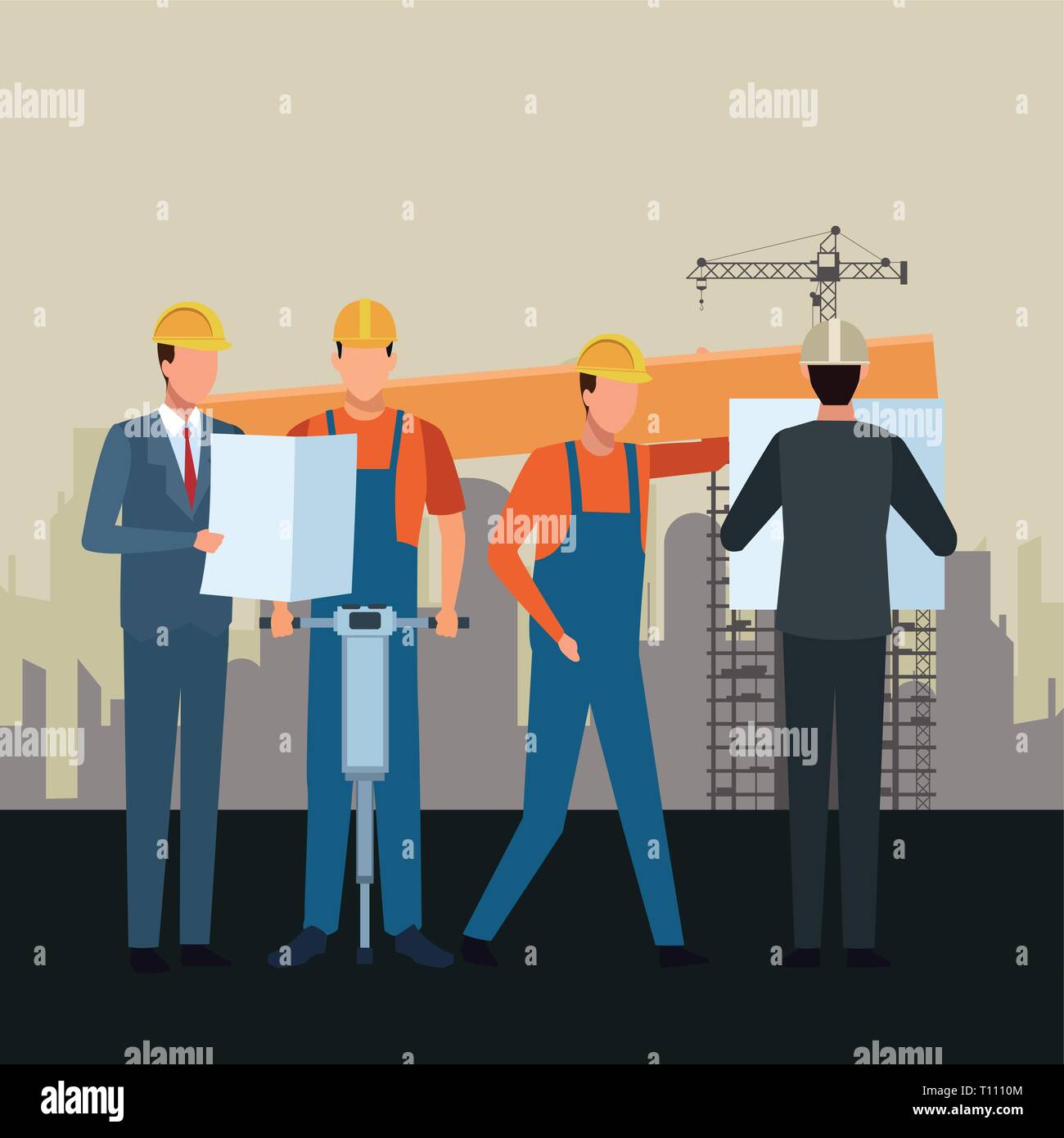 Construction workers workers tools Stock Vector Image & Art - Alamy