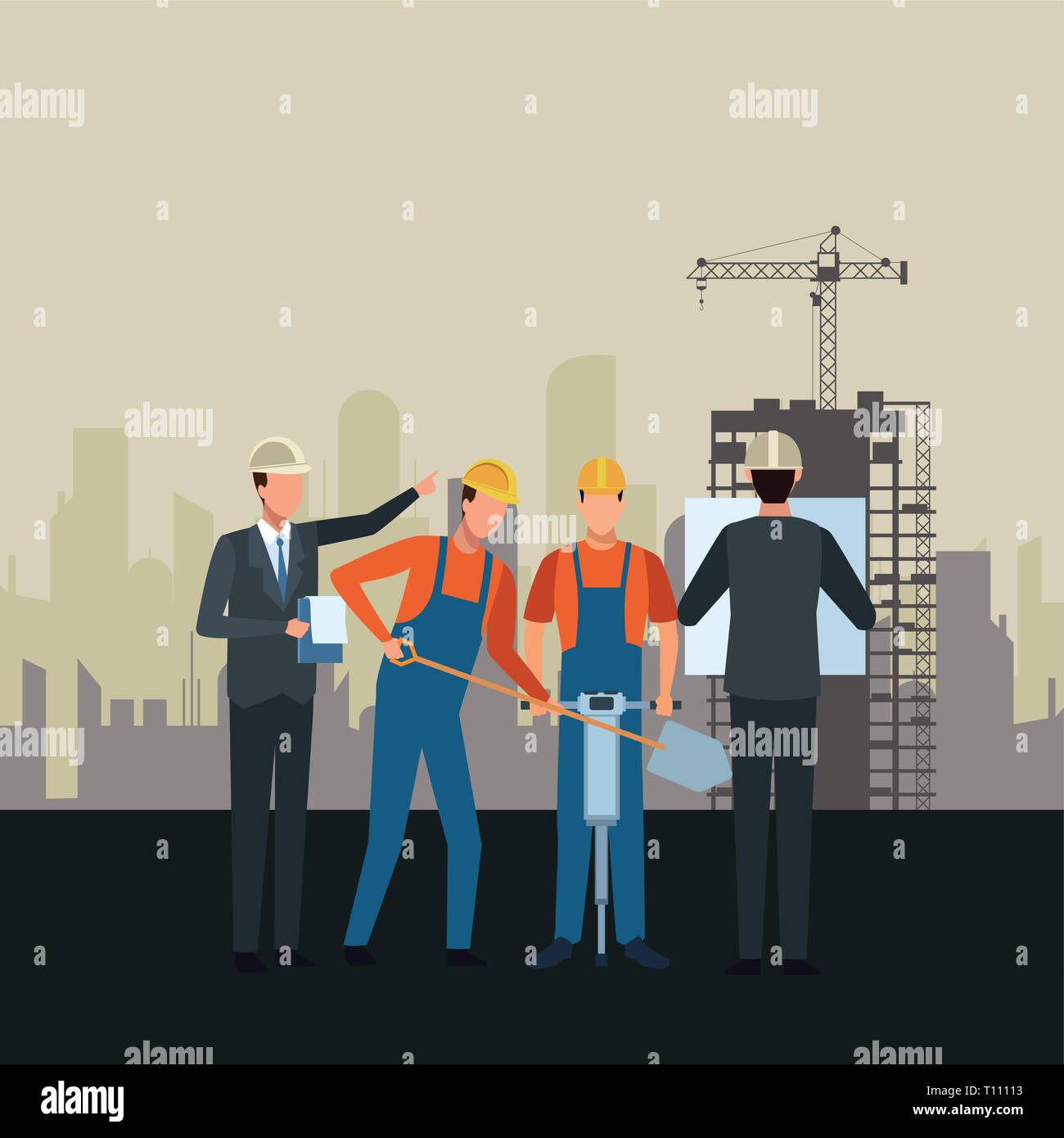 Construction workers workers tools Stock Vector Image & Art - Alamy
