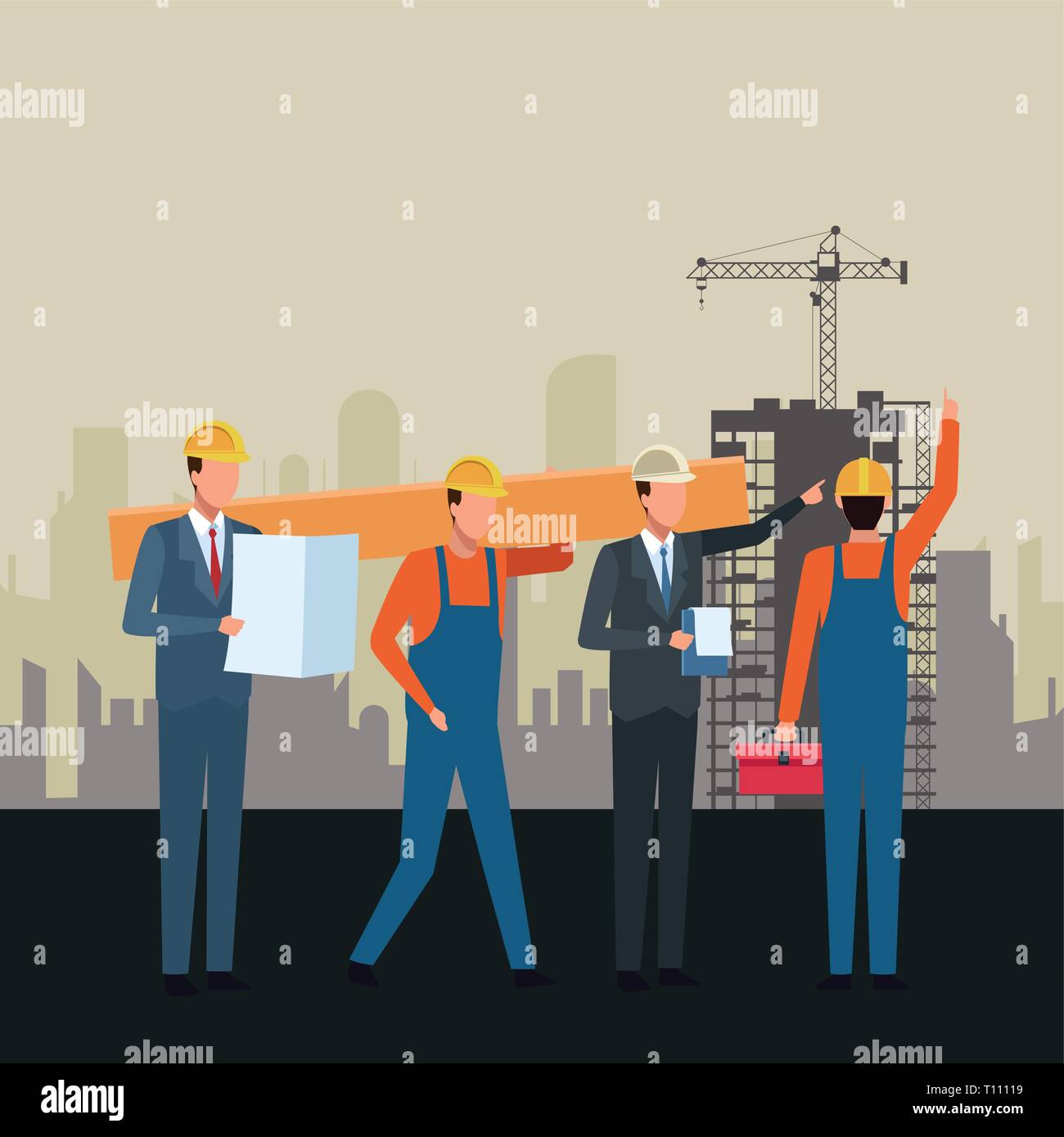 Construction workers workers tools Stock Vector Image & Art - Alamy