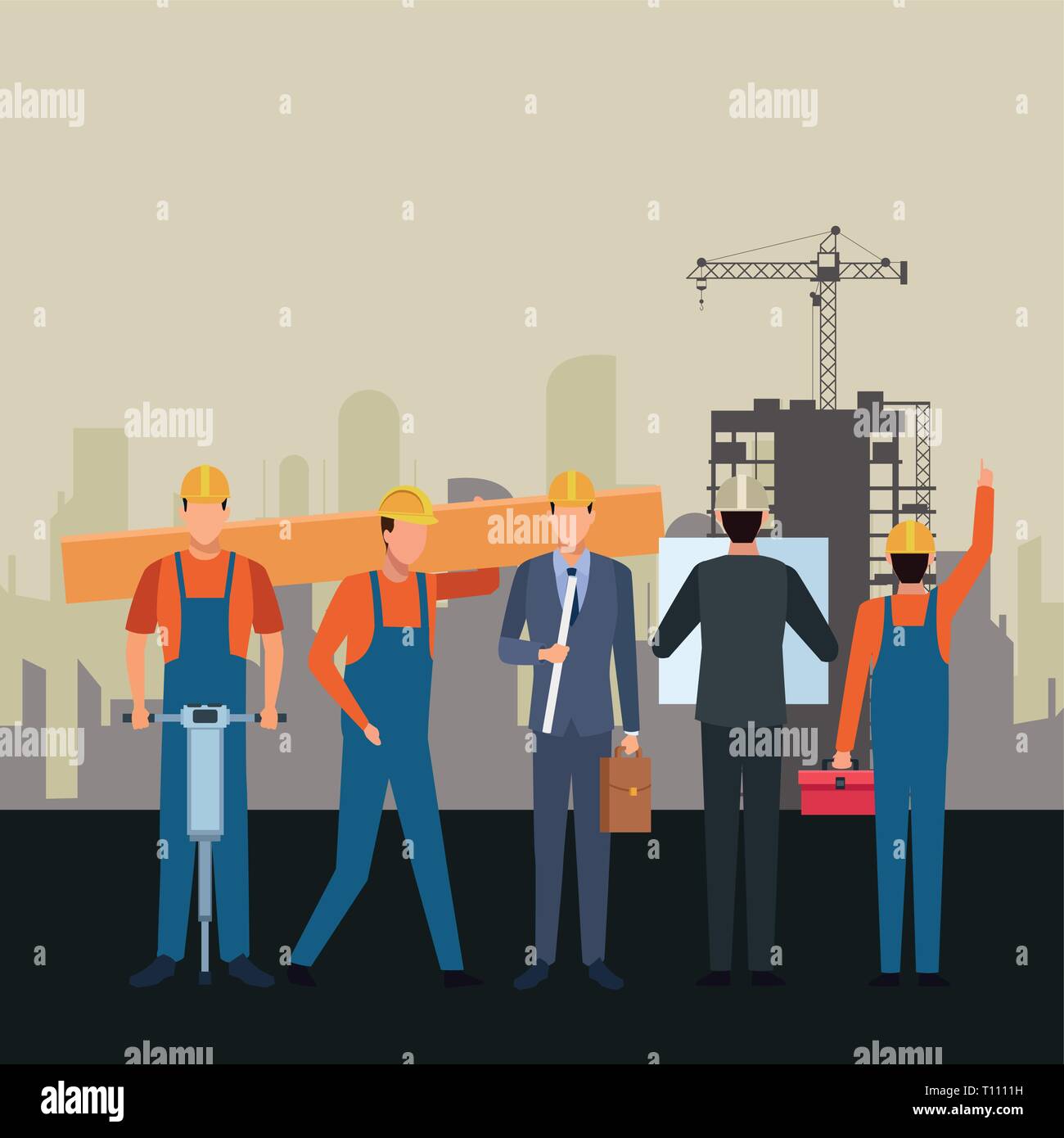Construction workers workers tools Stock Vector Image & Art - Alamy