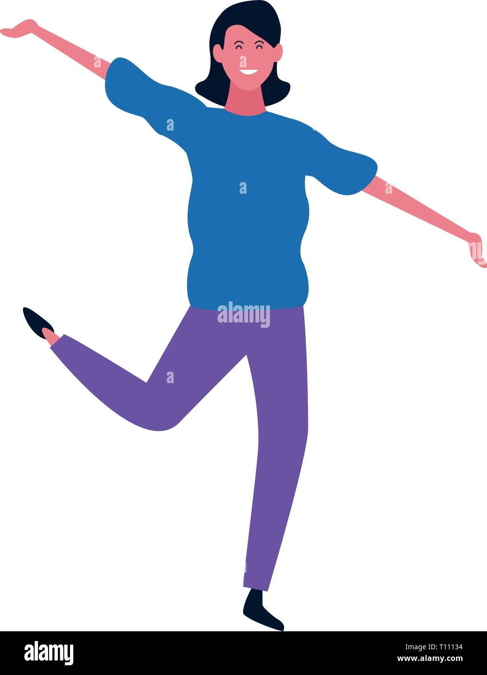 Happy woman dancing cartoon Stock Vector Image & Art - Alamy