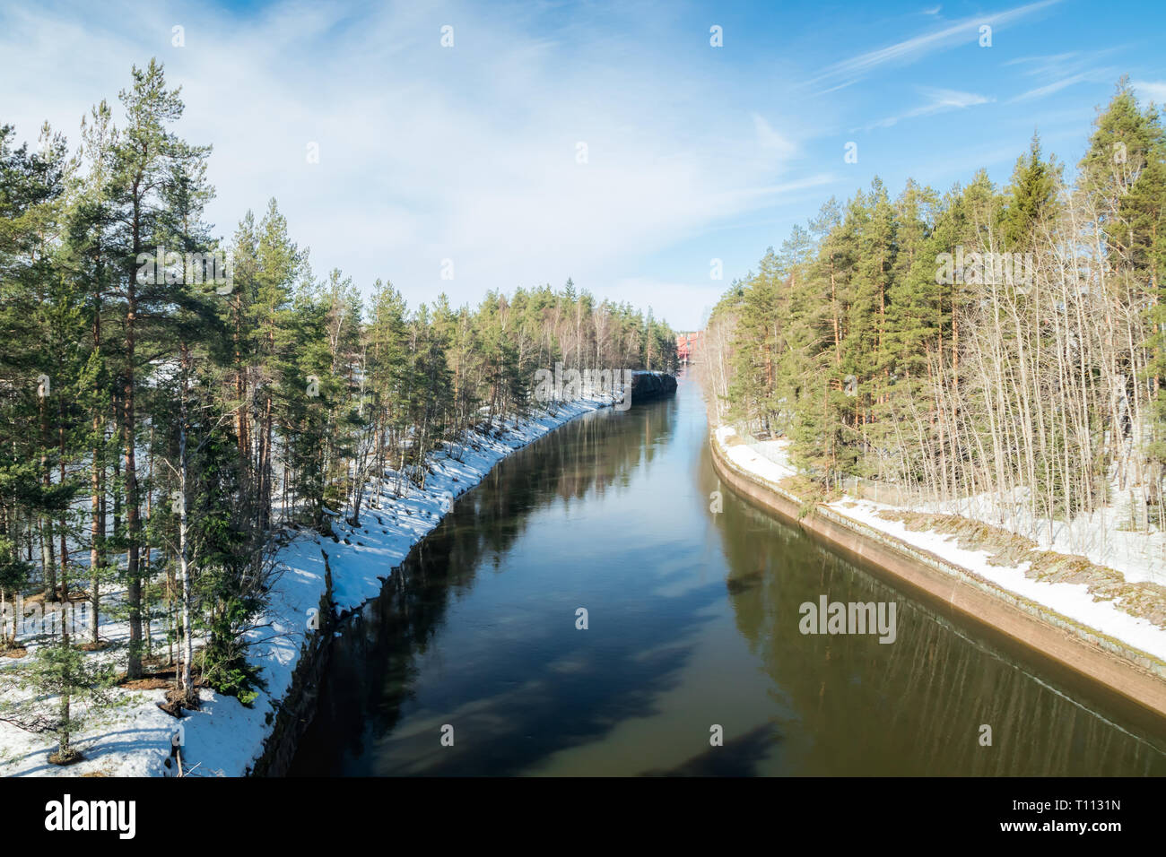 spring-landscape-on-the-river-kymijoki-kouvola-finland-stock-photo