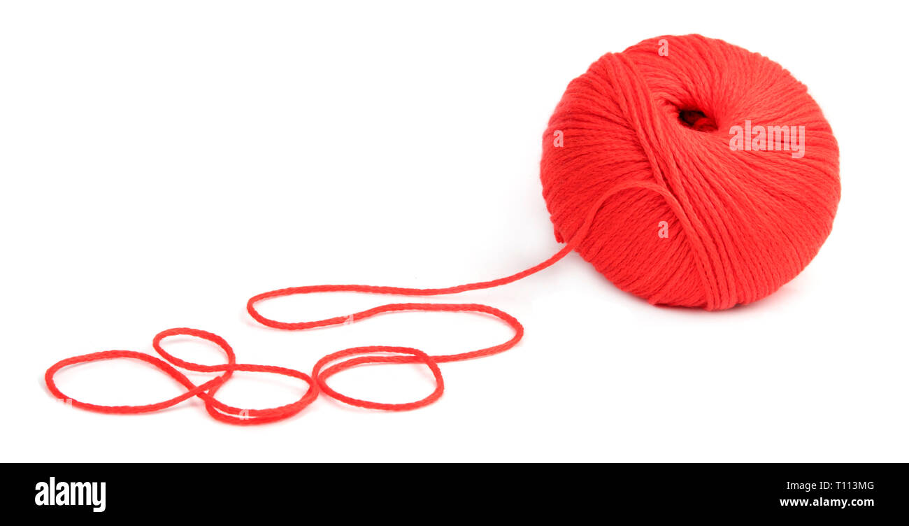 red thread for knitting isolated on white background Stock Photo Alamy
