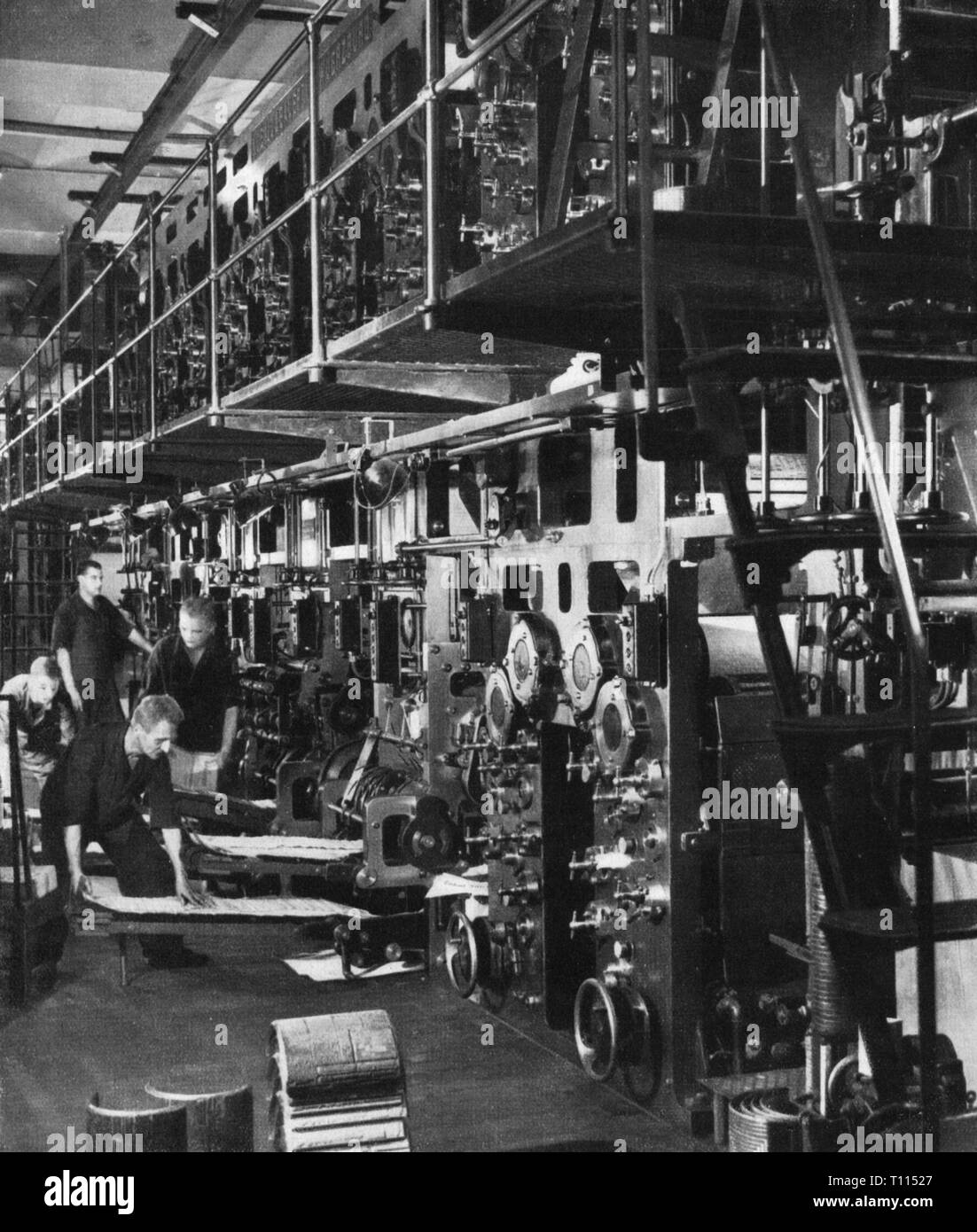 industry, print, rotary printing hall of the August Scherl publishing house, Berlin, 1930s, Additional-Rights-Clearance-Info-Not-Available Stock Photo