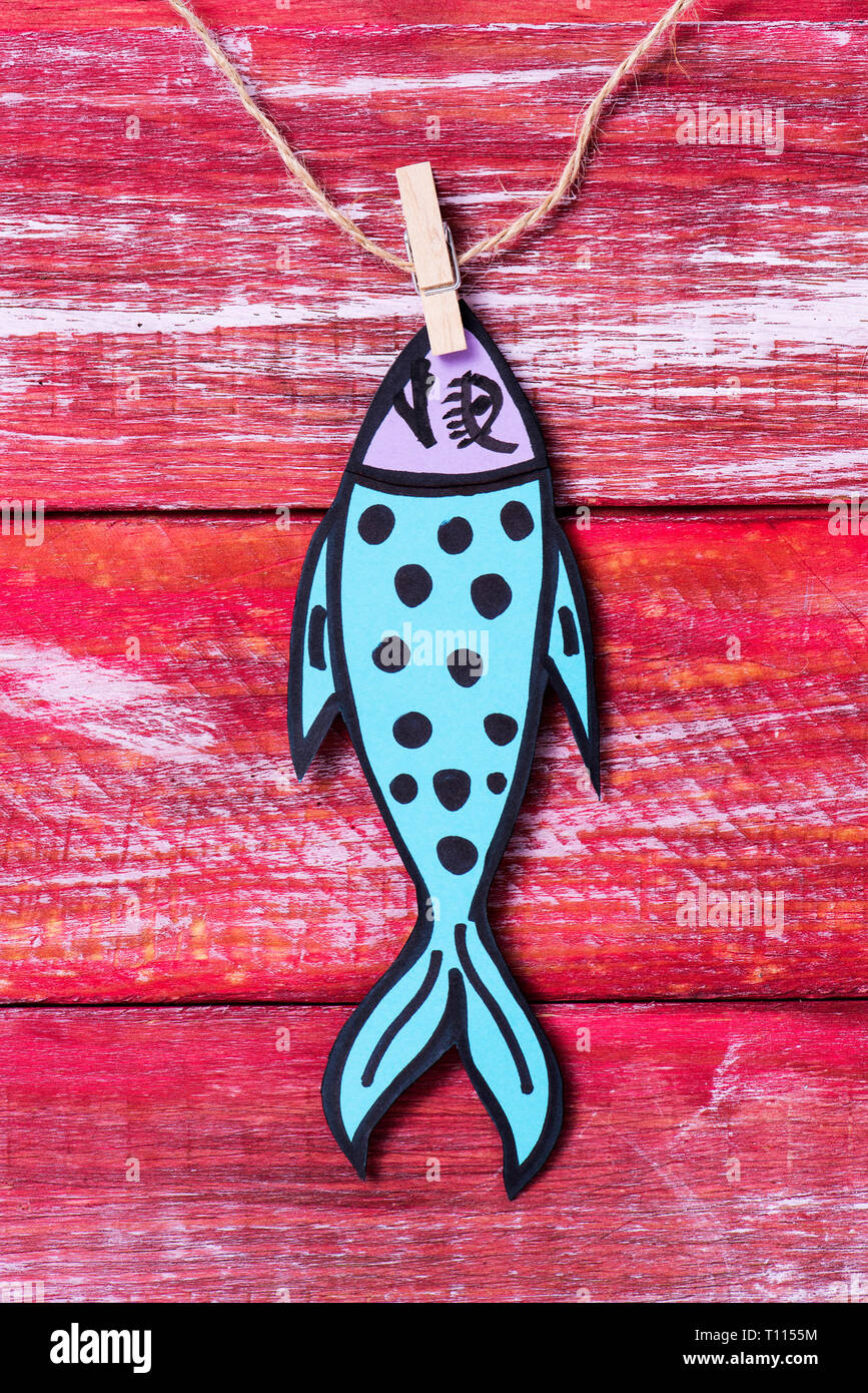 a homemade paper fish, made by myself, as a popular prank for april ...