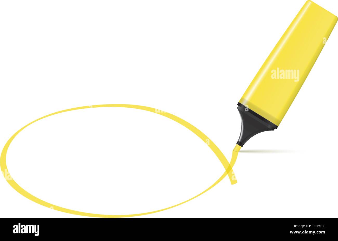 yellow highlighter drawing squiggle around copy space vector illustration Stock Vector