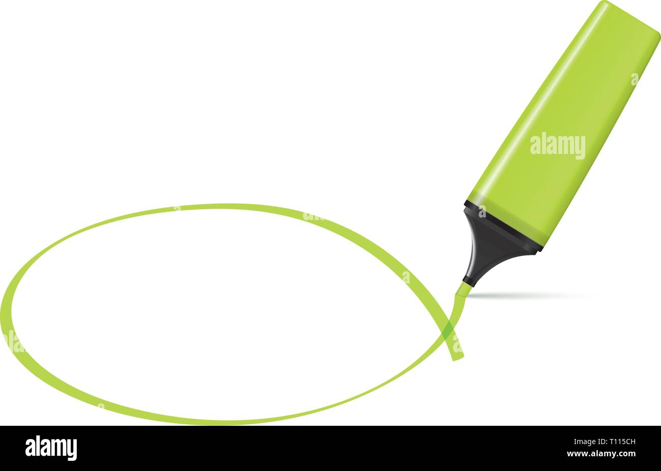 green highlighter drawing squiggle around copy space vector illustration Stock Vector