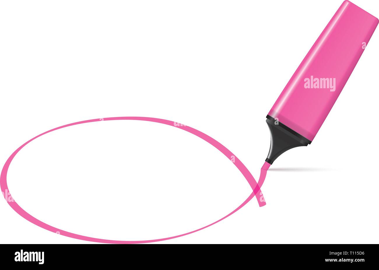 pink highlighter drawing squiggle around copy space Stock Vector
