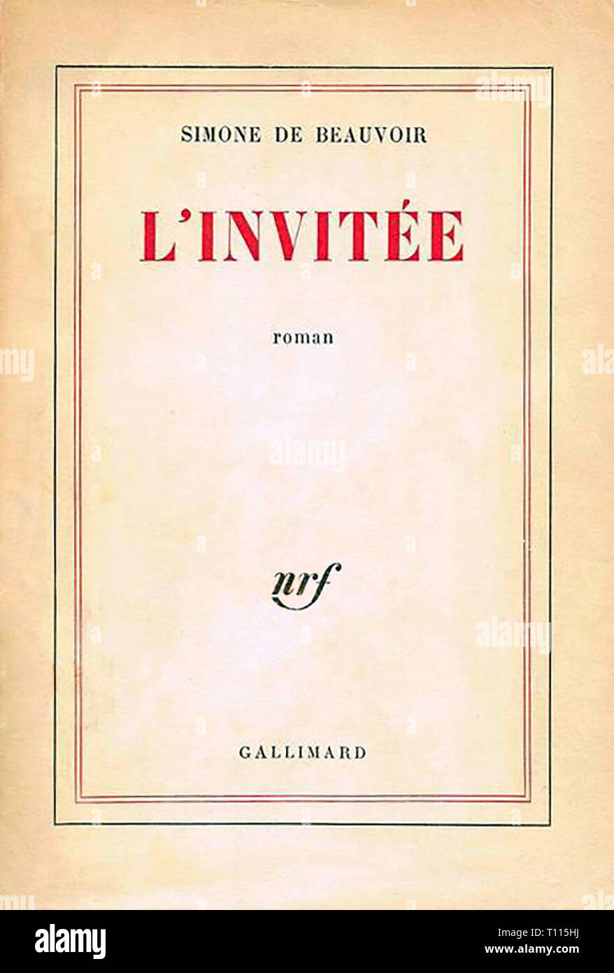 literature, title and title page, 'L'Invitee' (She Came to Stay), by Simone de Beauvoir (1908 - 1986), wrapper, Gallimard, Paris, 1949, Additional-Rights-Clearance-Info-Not-Available Stock Photo