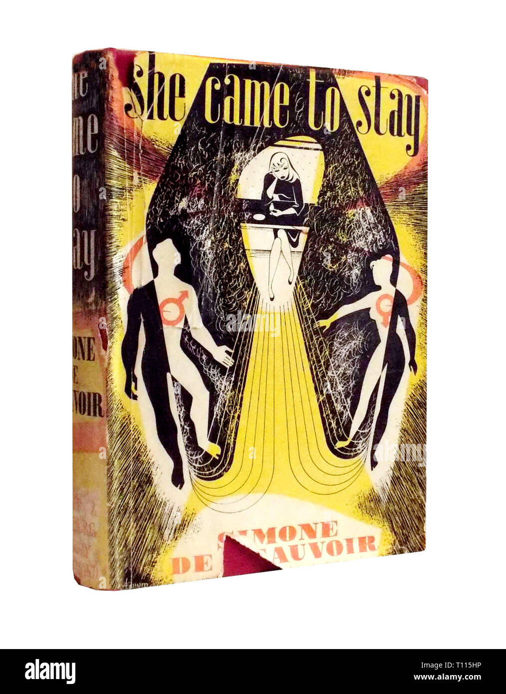literature, title and title page, 'She Came to Stay' (L'Invitee), by Simone de Beauvoir (1908 - 1986), wrapper, design by Victor Reinganum, British first edition, London, 1949, Additional-Rights-Clearance-Info-Not-Available Stock Photo