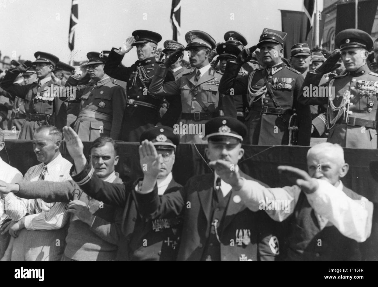 Nazism / National Socialism, events, Reich Warrior's Day in Kassel, stand with foreign officers, later 1930s, Additional-Rights-Clearance-Info-Not-Available Stock Photo
