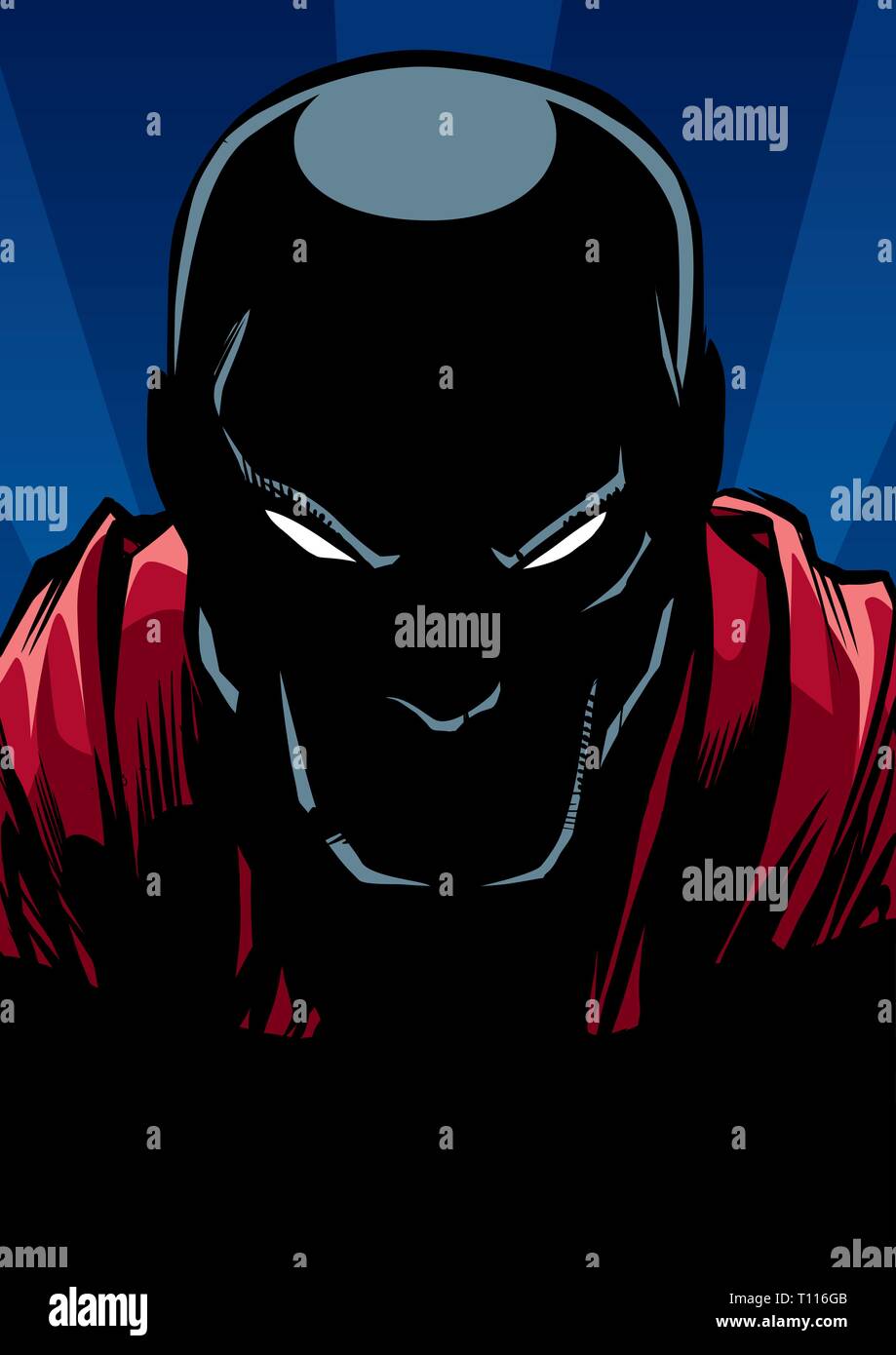 Superhero Portrait at Night Silhouette Stock Vector