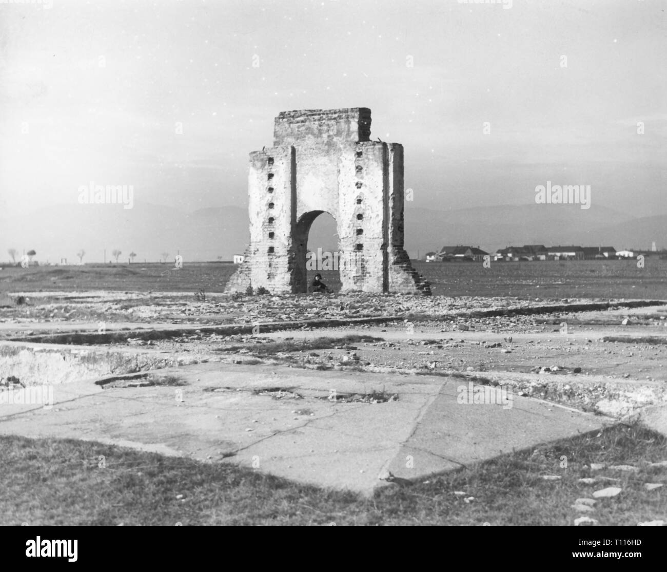 transport / transportation, aviation, airfield, airport Wiener Neustadt / West, monument from the remainder of the former k. u. k. air force base, destroyed according to the treaty of Saint-Germain, view, 30.10.1937, Additional-Rights-Clearance-Info-Not-Available Stock Photo