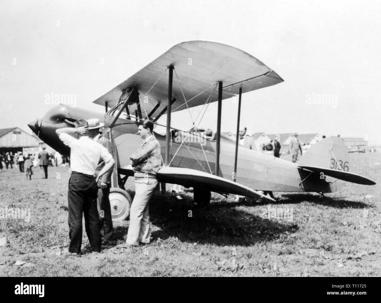 transport / transportation, aviation, aircraft, Waco 10, Advance Aircraft Company, design: Charles Meyers, produced 1927 - 1933, a machine on an airfield, USA, circa 1930, Additional-Rights-Clearance-Info-Not-Available Stock Photo