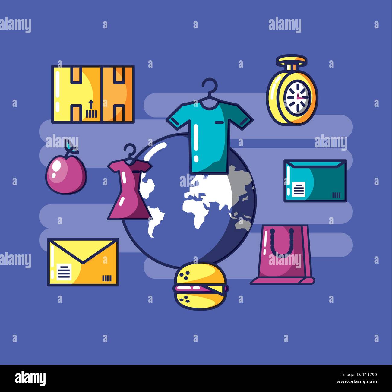 delivery service set icons vector illustration design Stock Vector