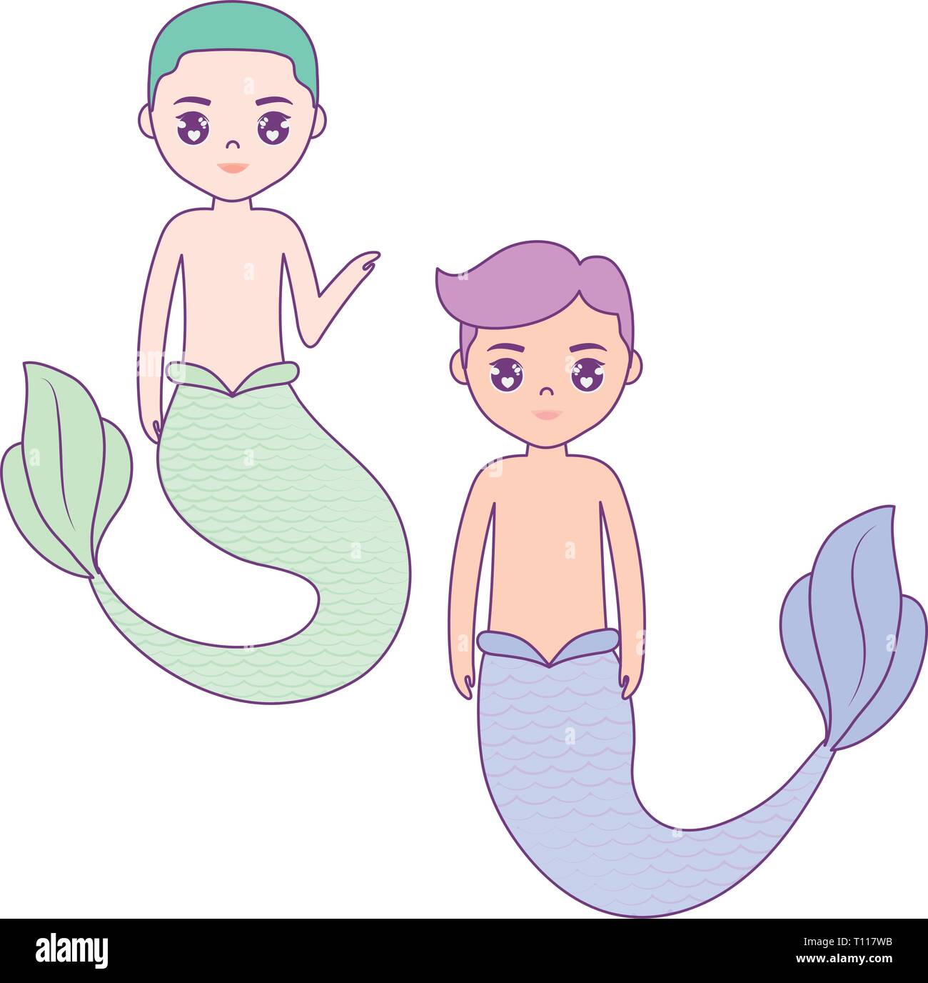 group of mermaids male character vector illustration design Stock Vector  Image & Art - Alamy