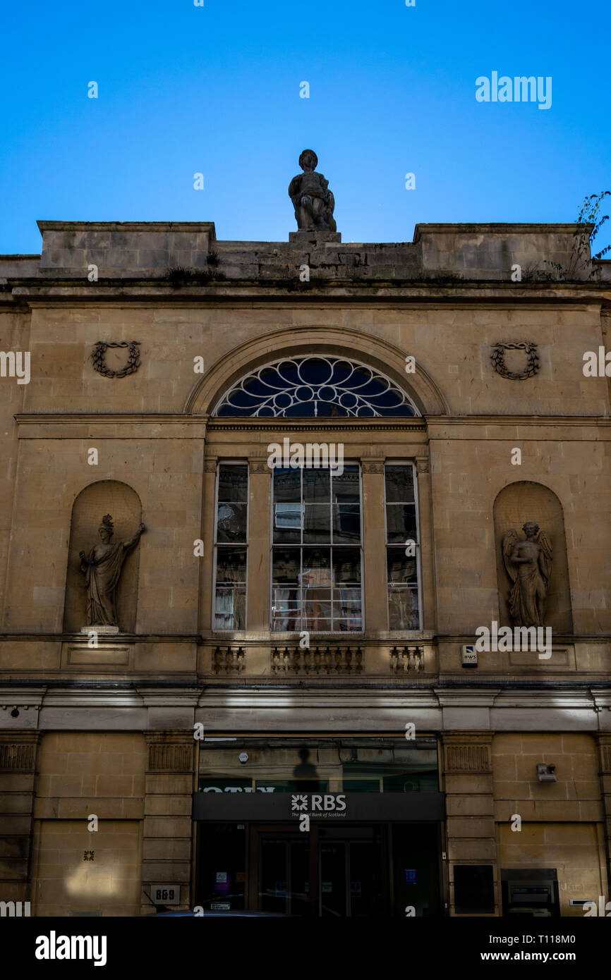 The facade of the RBS bank at 89 Quiet Street, Bath in a Grade 2