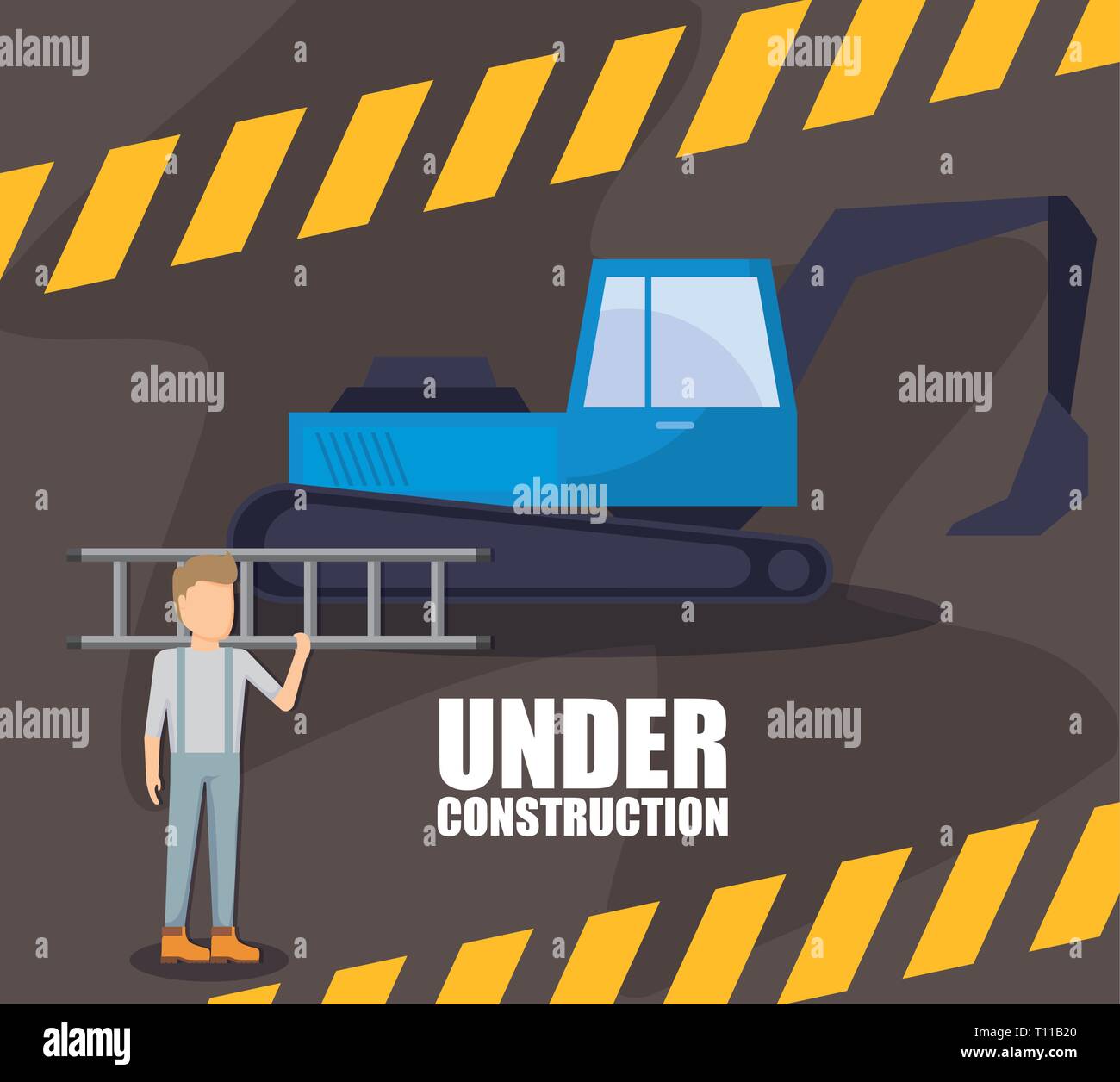 under construction excavator vehicle vector illustration design Stock ...