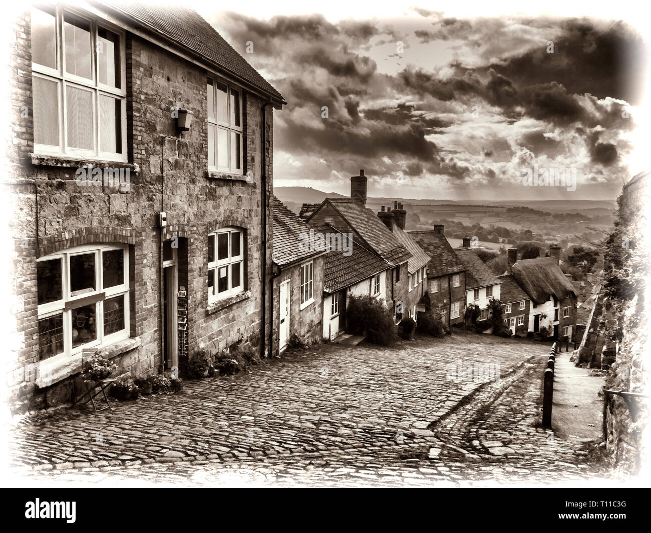Gold Hill in Shaftsbury in Dorset in England Stock Photo