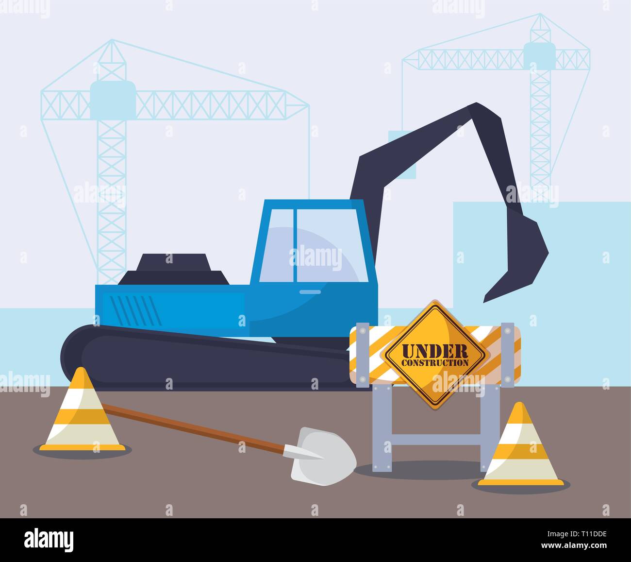 under construction excavator vehicle vector illustration design Stock ...