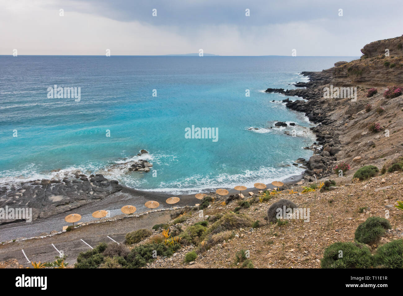 Filaki naturists beach near Chora Sfakion, island of Crete, Greece Stock Photo