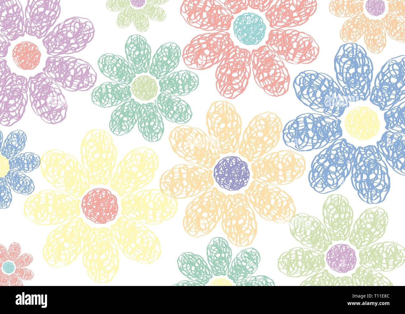 Spring Background. Hand drawn flowers. Vector illustration Stock Vector ...