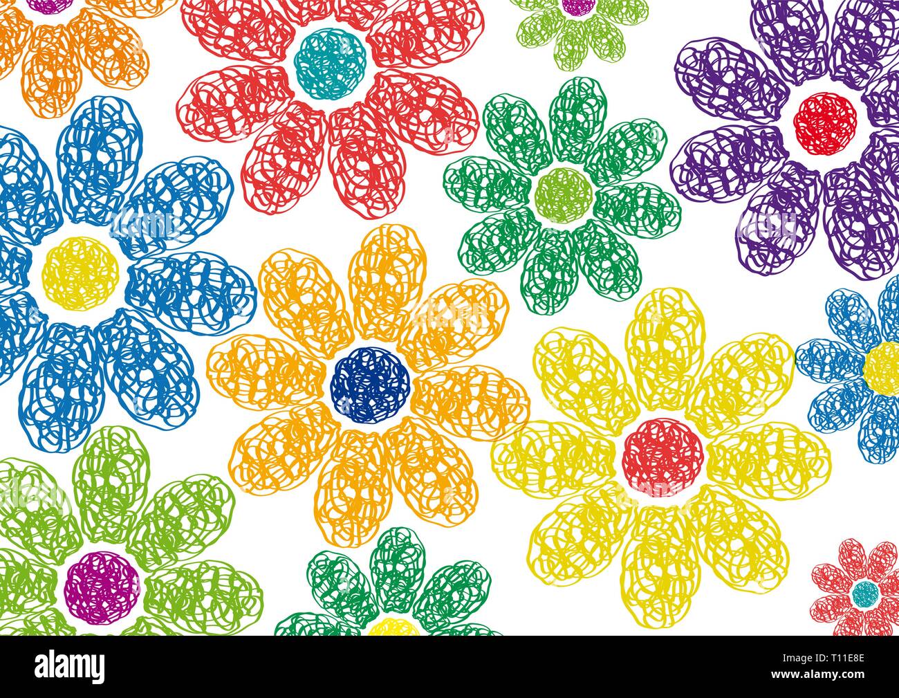 Spring Background. Hand drawn flowers. Vector illustration Stock Vector ...