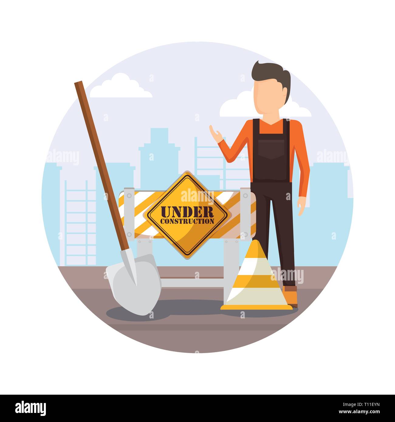 construction worker with shovel vector illustration design Stock Vector ...