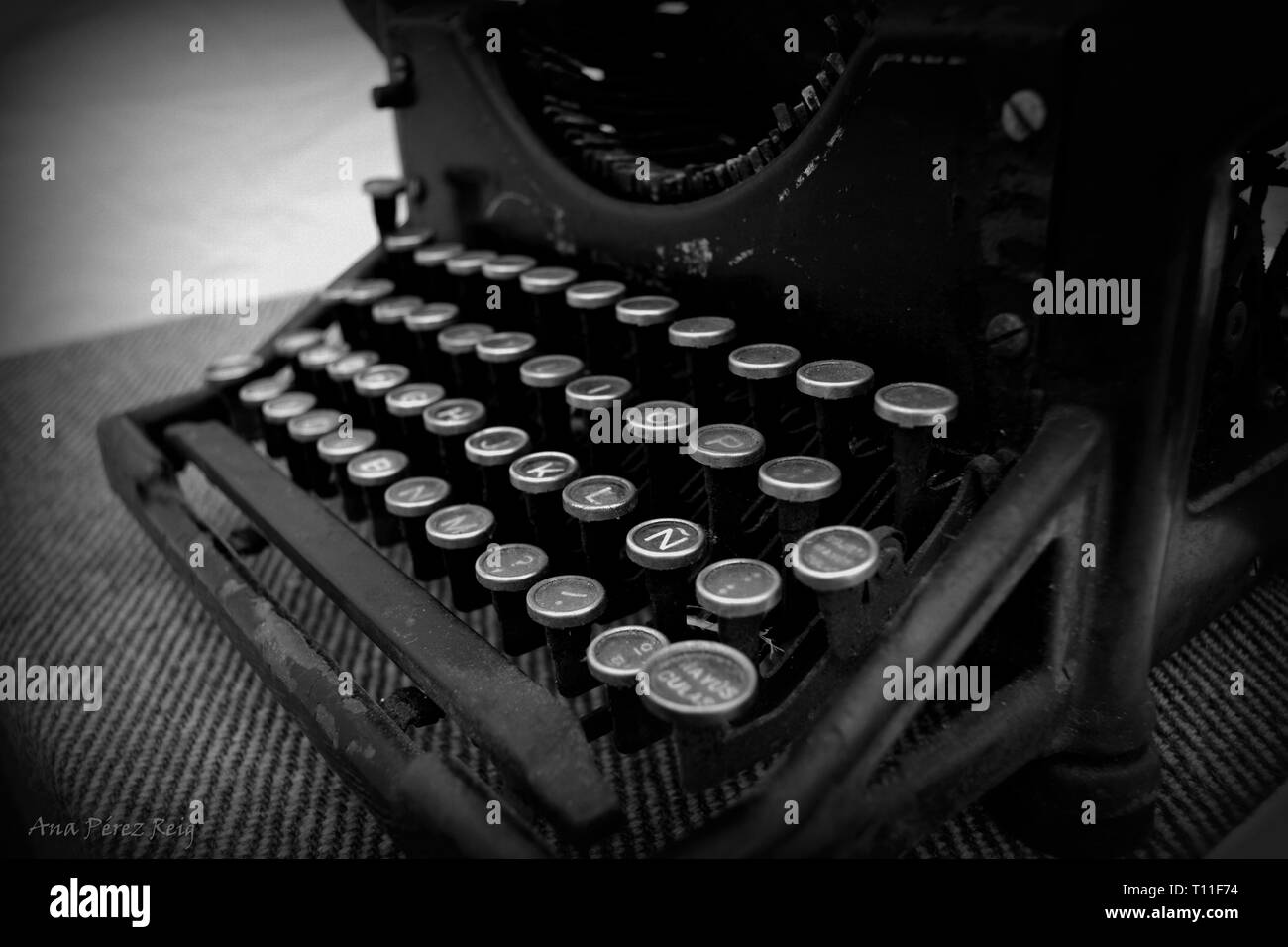 Typewriter in a Spanish civil war recreation. Stock Photo