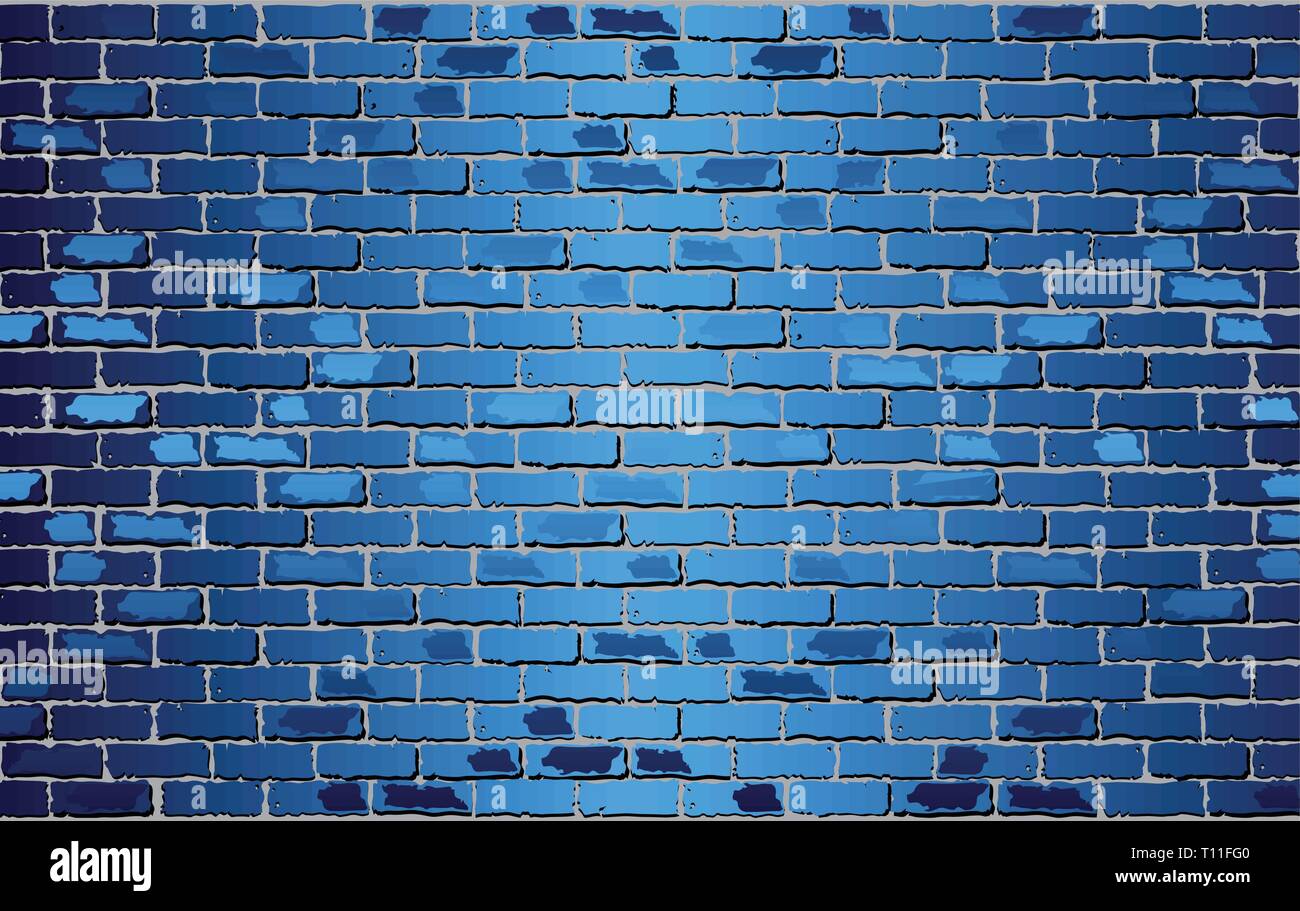 Shiny Blue Brick Wall Illustration, Abstract vector background Stock