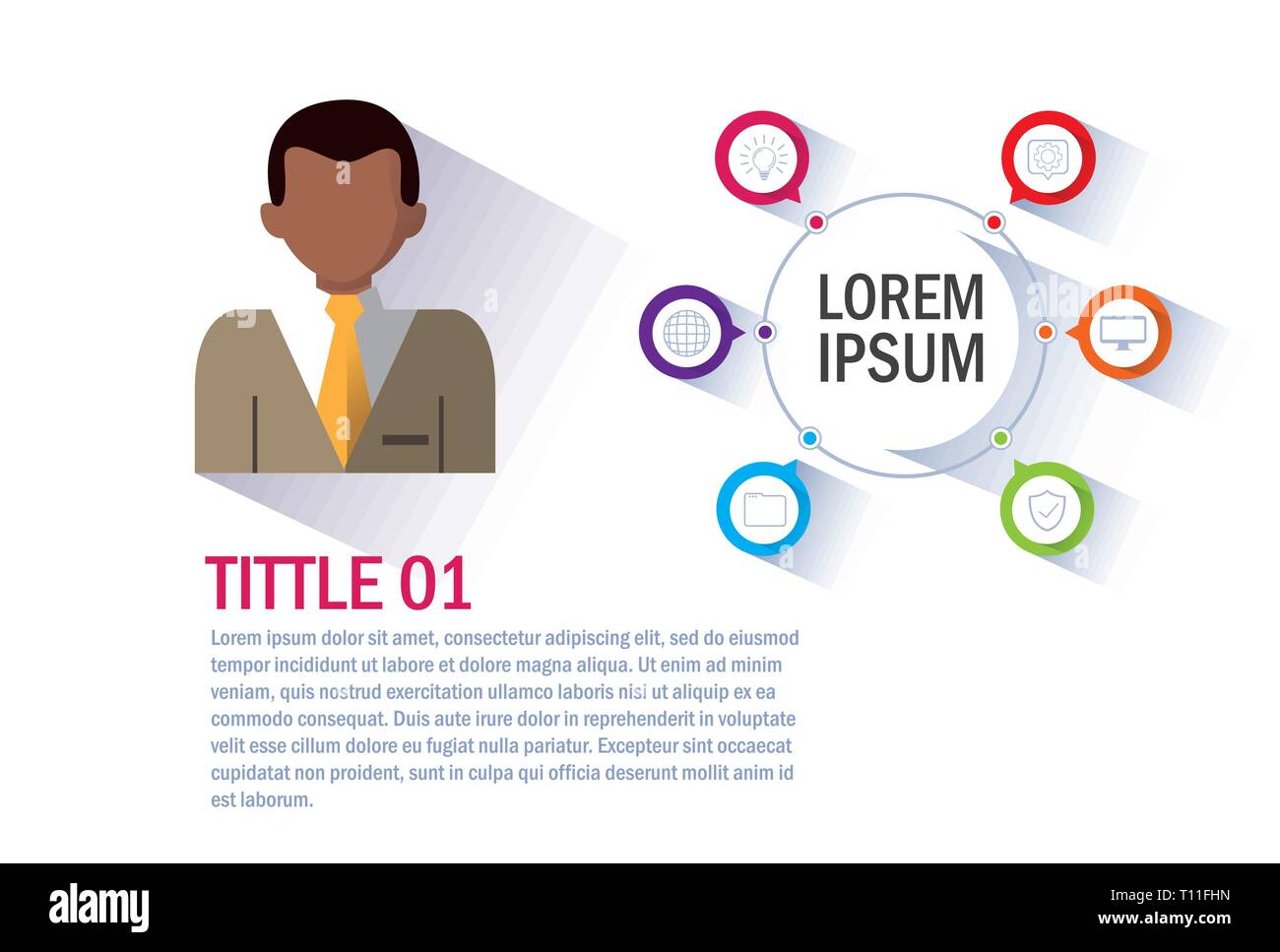 businessman with infographic and business icons vector illustration ...