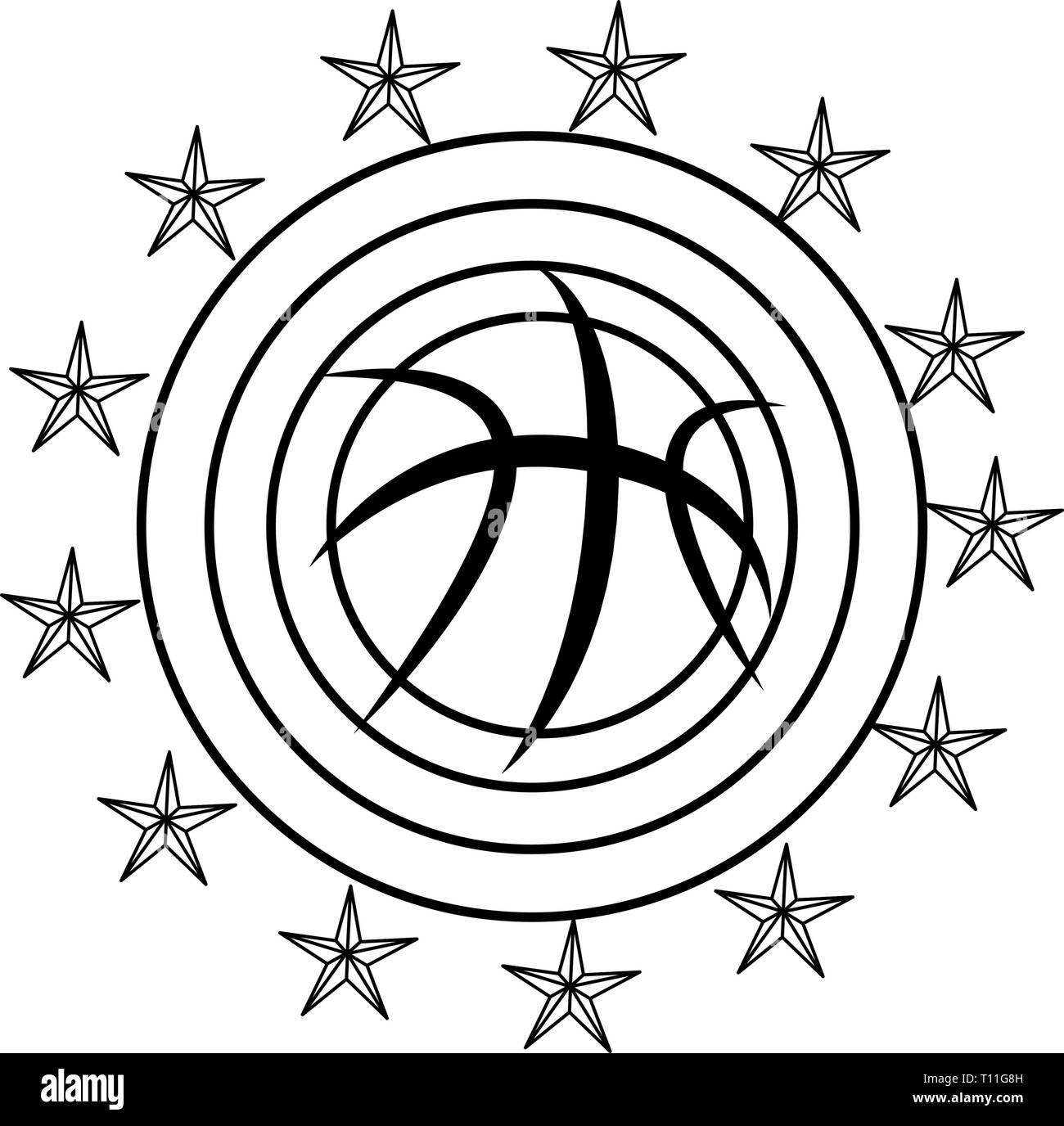 flying basketball ball sport stars stamp vector illustration Stock Vector Image & Art Alamy